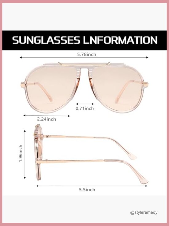 Oversized Aviator Sunglasses Gold Metal Tangle Free Retro